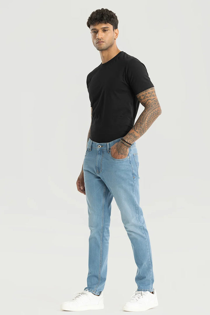 Slick Sky Blue Plain Slim Fit Jeans