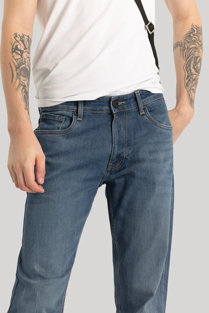 Cerulean Blue Plain Bootcut Jeans