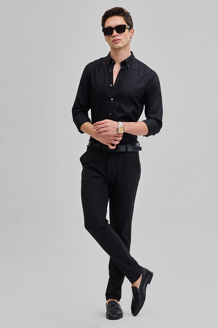 Black Solid Twill Shirt