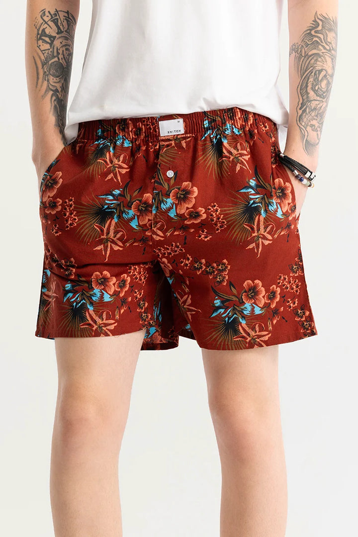 Eivind Floral Rustic Red Boxer