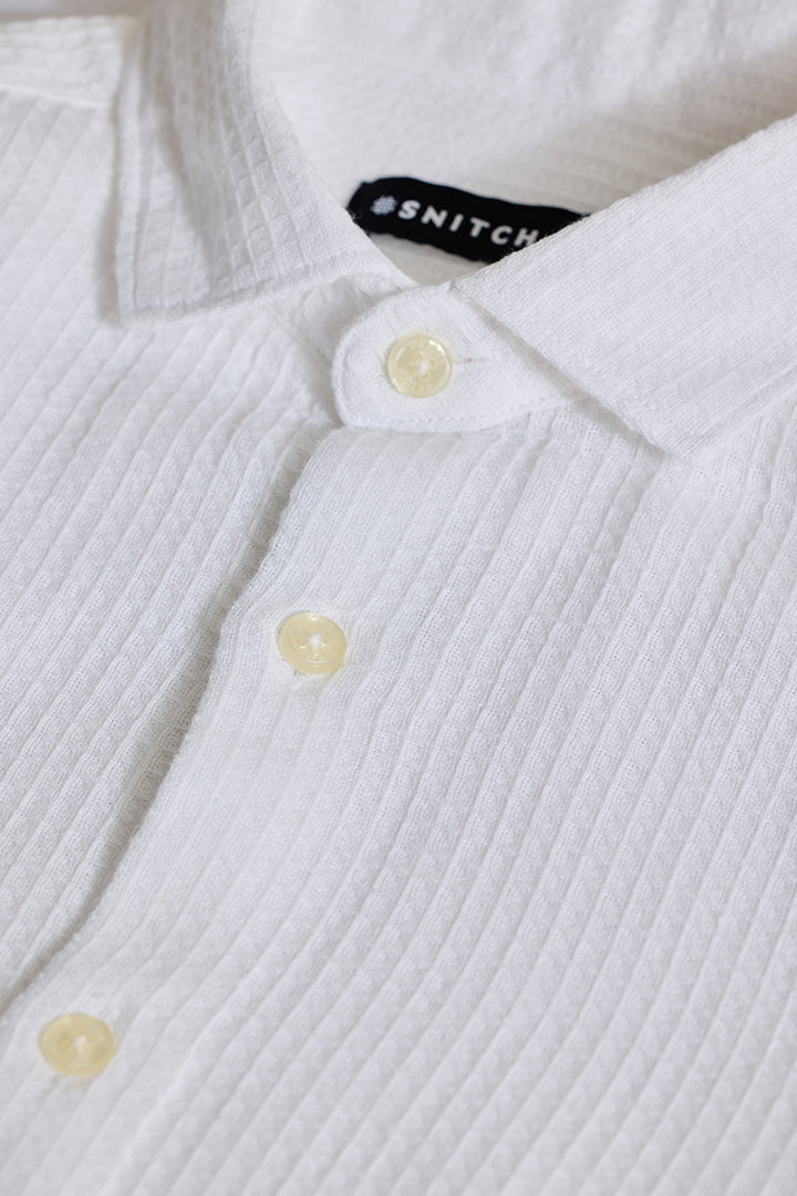 White Slim Fit Textured Shirt