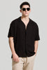 Black Cuban Linen Blend Shirt