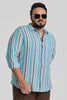 Turquoise Stripes Casual Plus Size Shirt