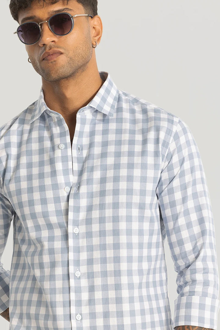 Light Blue Slim Fit Checks Shirt