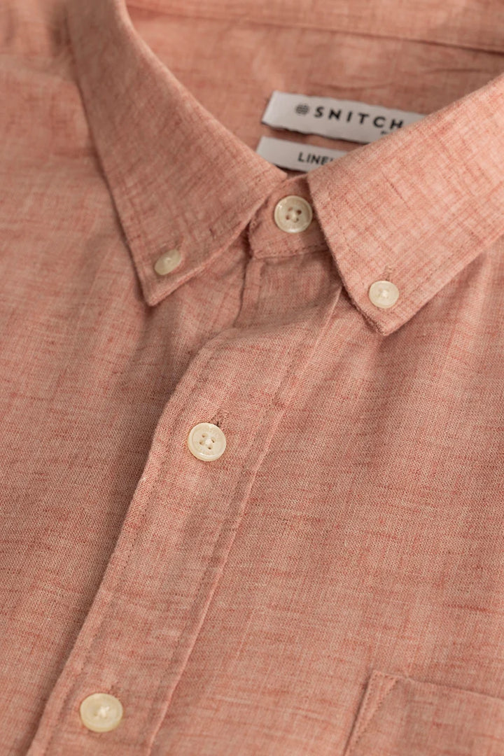 Peach Linen Blend Plus Size Shirt