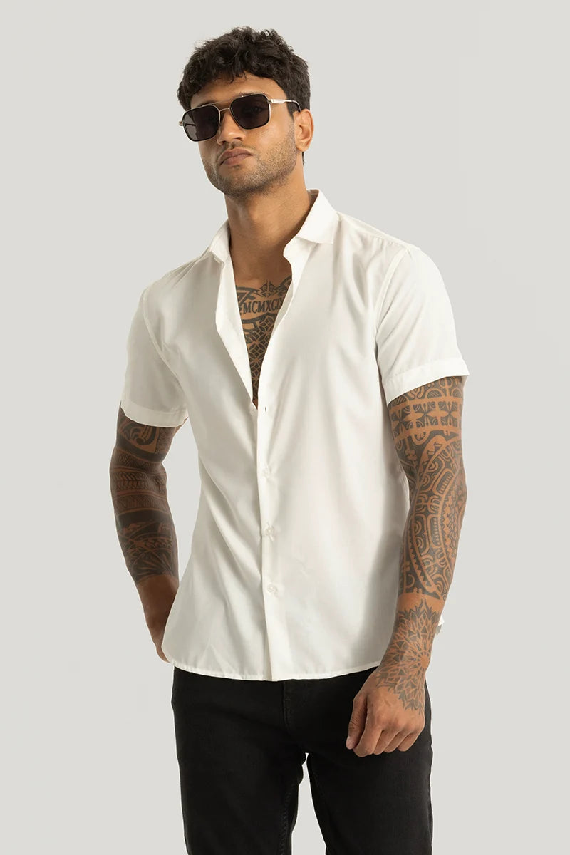 Buy Men's Rene White Plain Shirt Online | Snitch – SNITCH