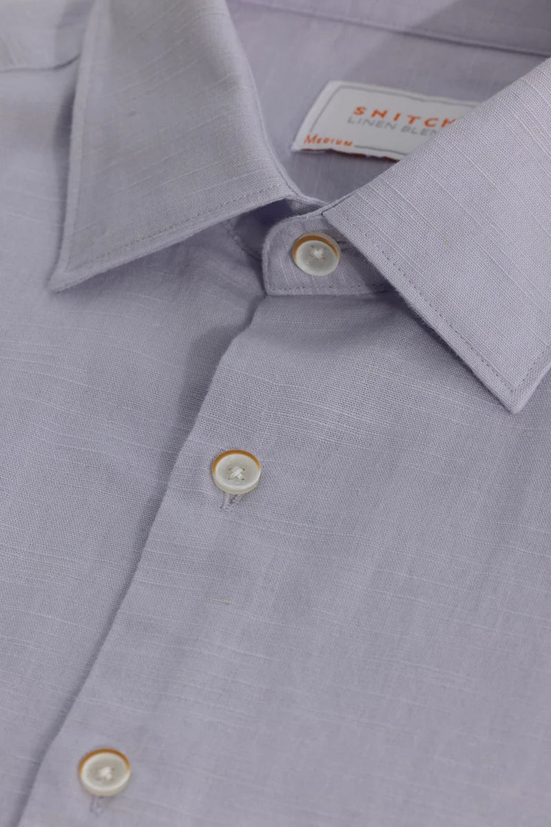 Lavender Plain Linen Blend Shirt