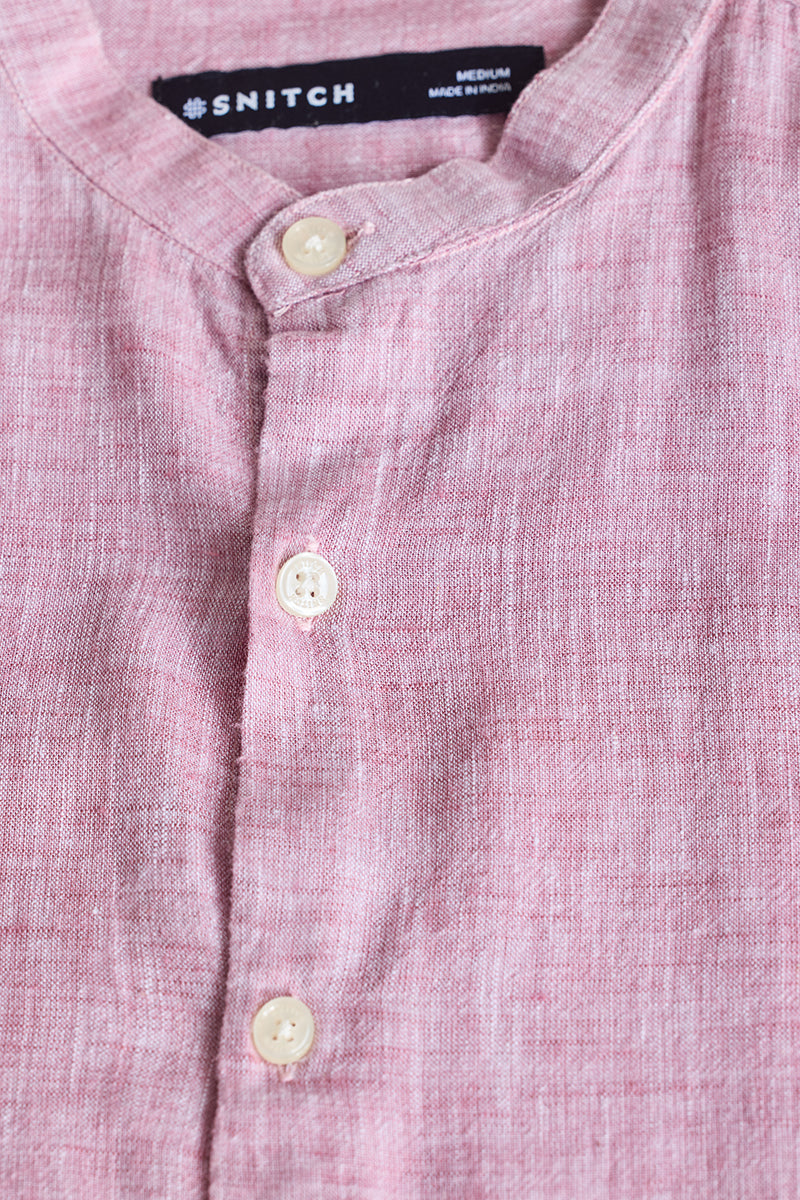 Light Pink Textured Linen Shirt