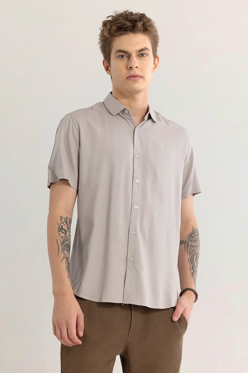 Breezeform Oyster Grey Plain Shirt