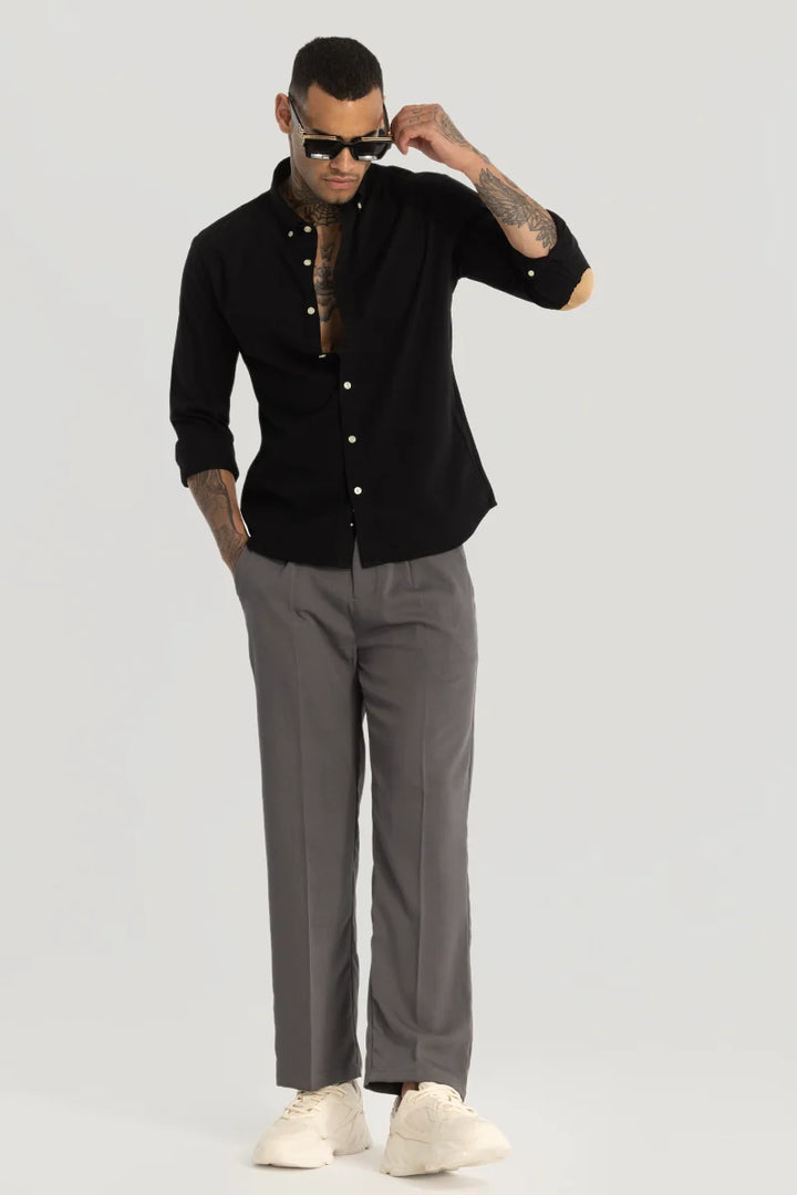 Black Elbow Patch Oxford Shirt