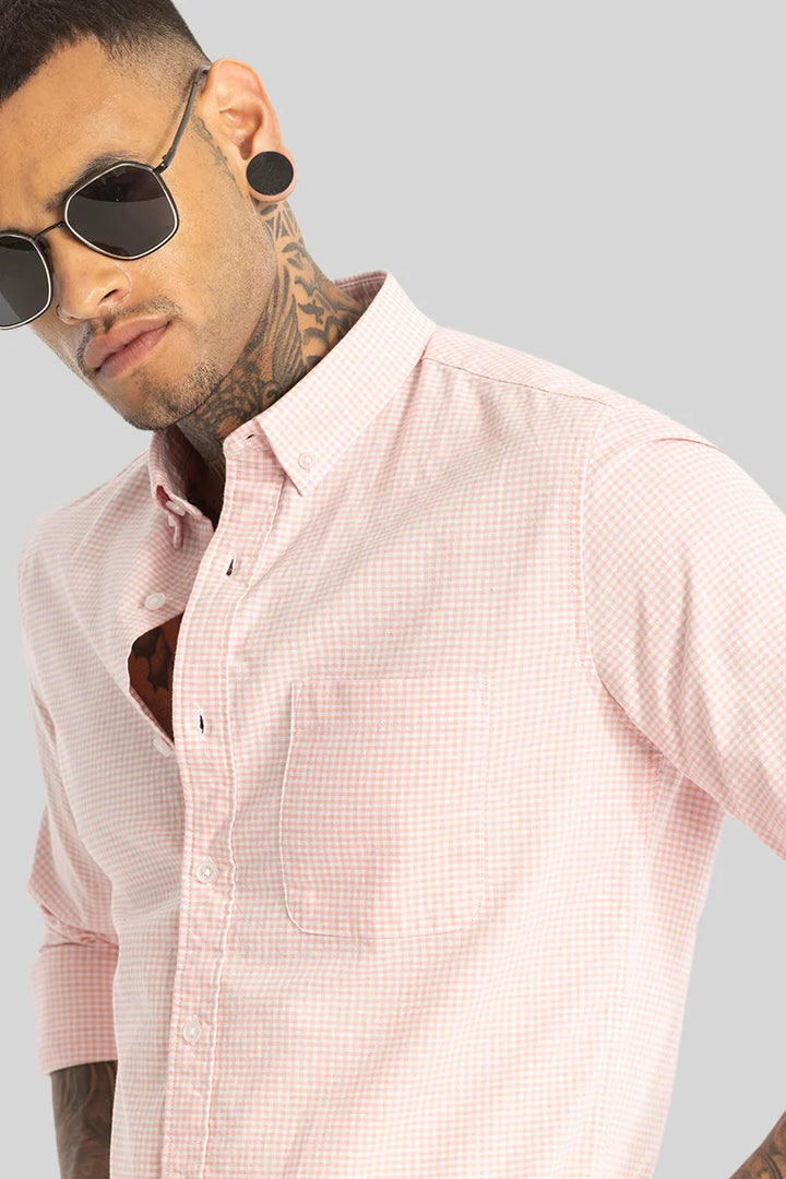 Peach Oxford Checks shirt