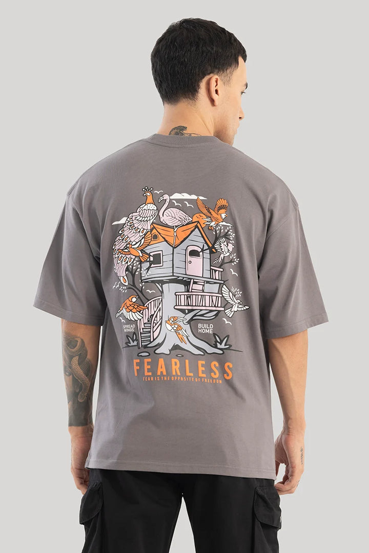 Fearless Grey Oversized T-Shirt