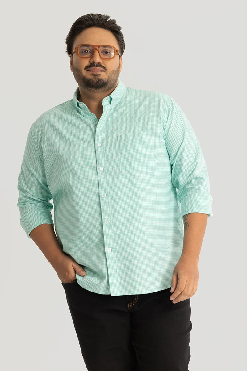 Rugero Mint Checks Plus Size Shirt