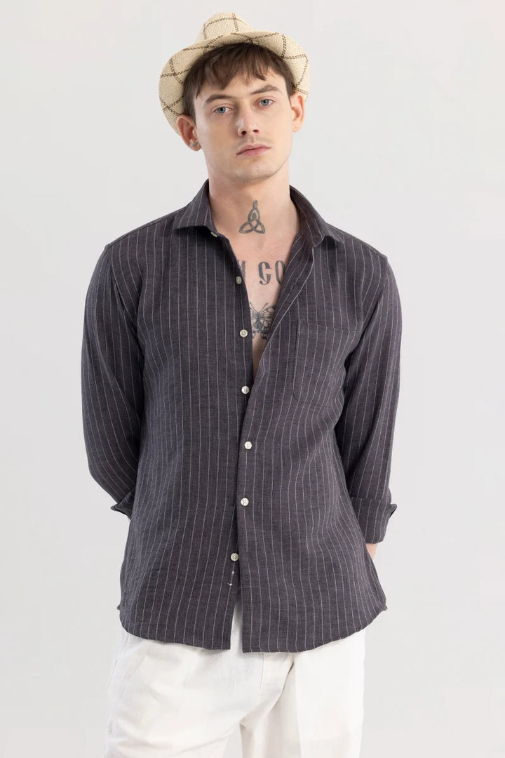 Linen Line Grey Stripe Shirt