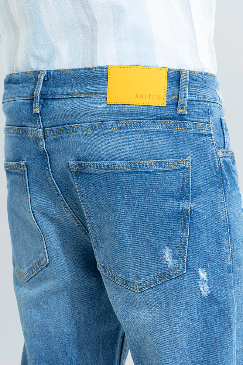 Elite Edge Cadet Blue Distressed Skinny Fit Jeans