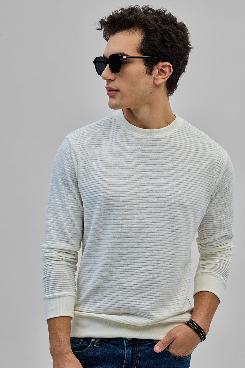 White Textured Sweatshirt