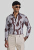 Brown Abstract Slim Fit Shirt