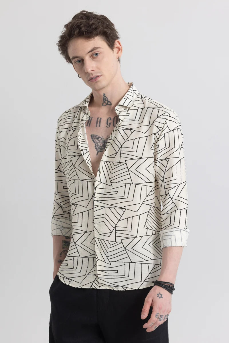 Geoshard Abstract White Shirt