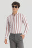 Mauve Slim Fit Stripes Shirt