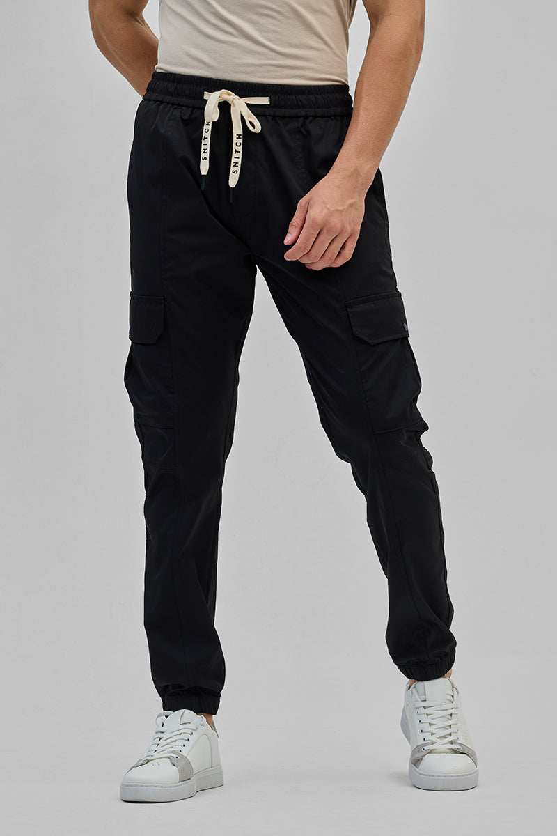 Black 5 Pockets Slim Fit Joggers