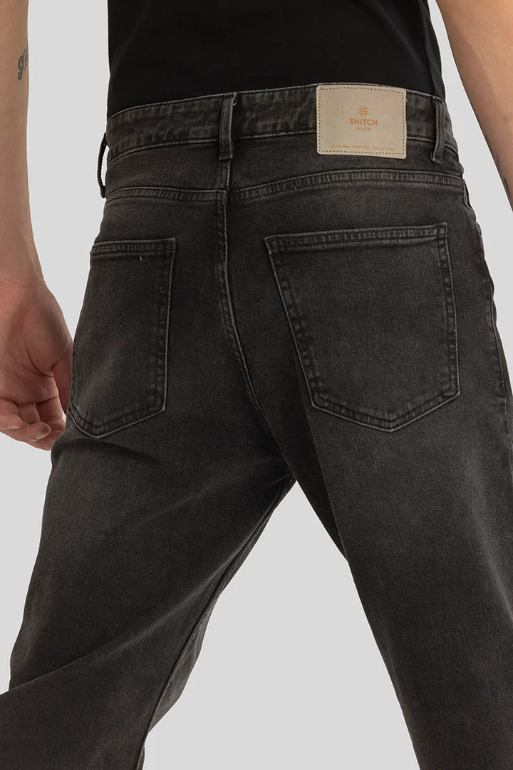 Ember Charcoal Grey Plain Comfort Fit Jeans