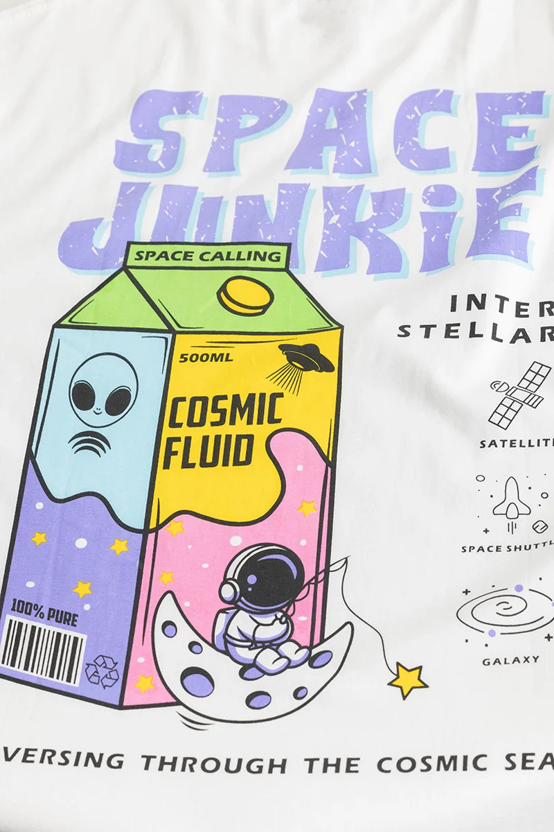 Space Junkie White Oversized T-Shirt