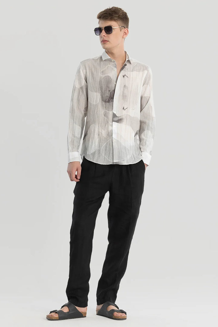 White Textured Abstract Shirt