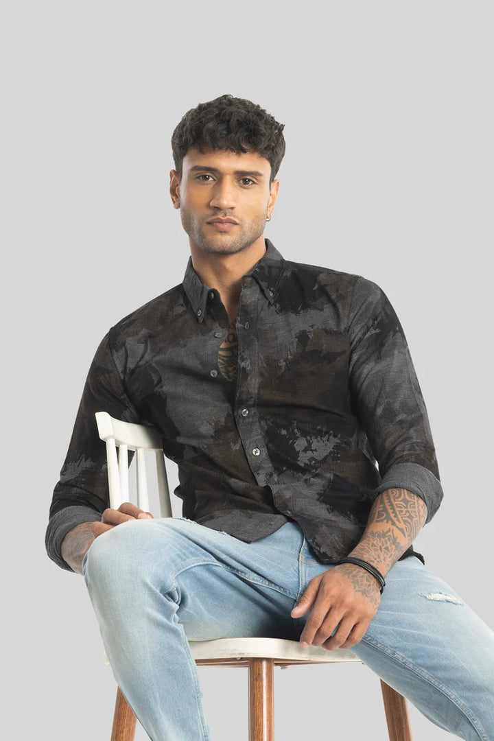 Cesare Grey Abstract Corduroy Shirt