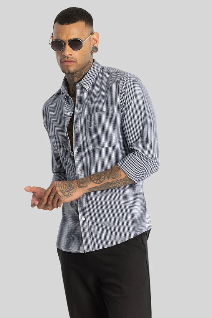 Dark Blue Oxford Checks shirt