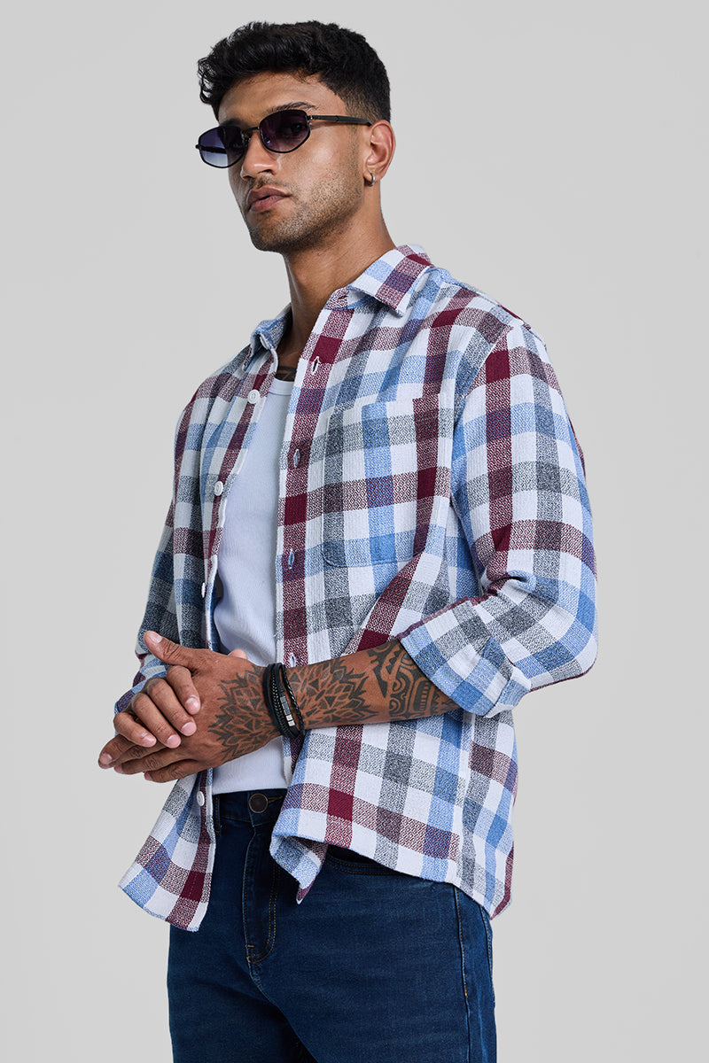 Light Blue Box Fit Gingham Shirt