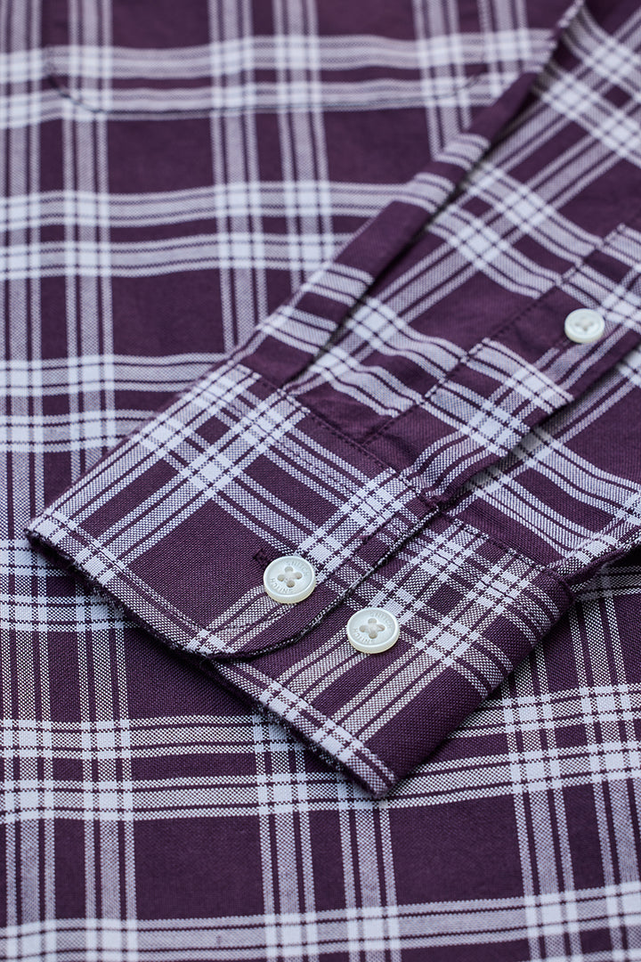 Purple Gingham Slim Fit Shirt