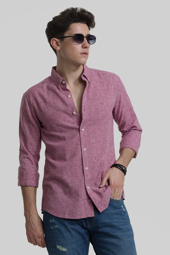 Mauve Linen Blend Shirt