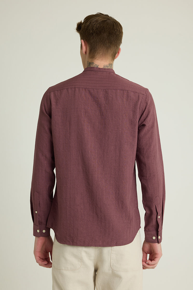 Mauve Mandarin Textured Shirt