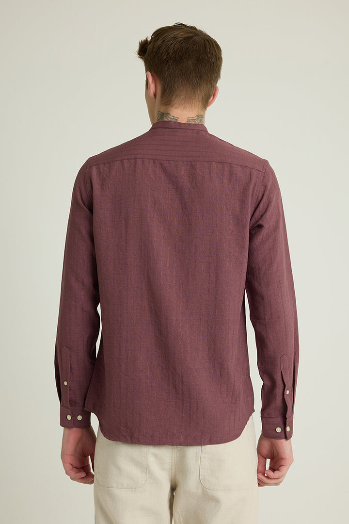 Mauve Mandarin Textured Shirt