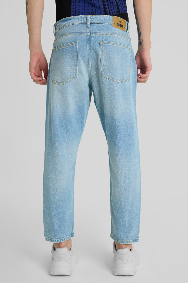 Light Blue Distressed Baggy Fit Jeans