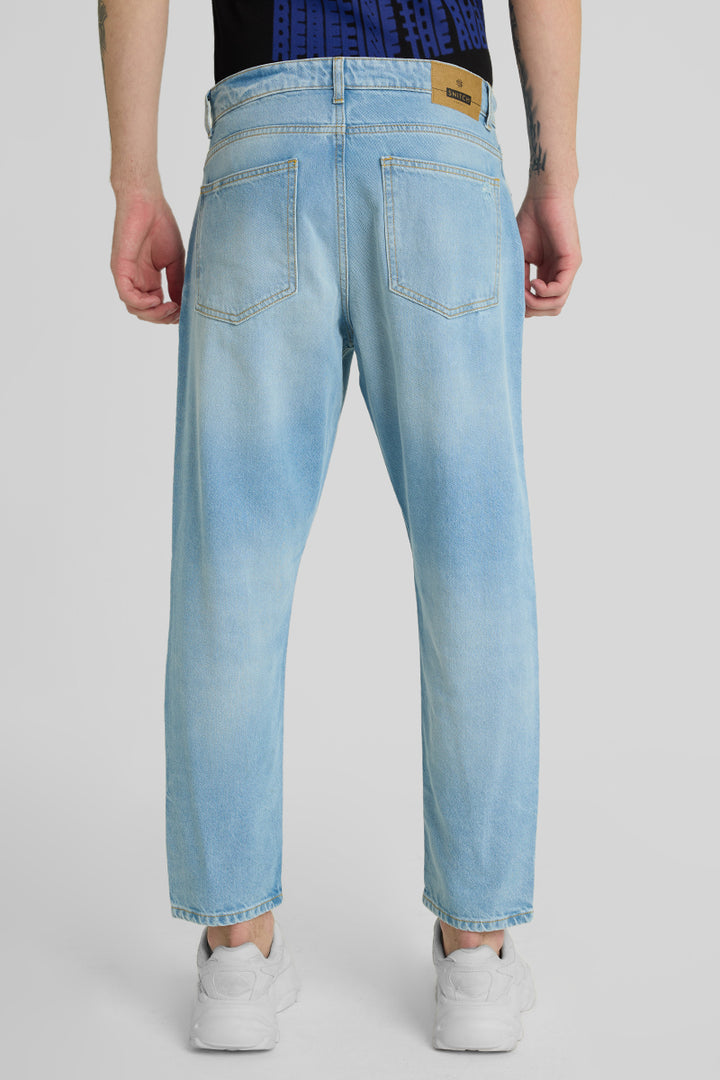 Light Blue Distressed Baggy Fit Jeans