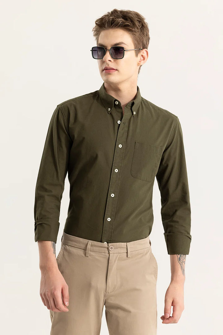 Shirtolo Plain Olive Shirt