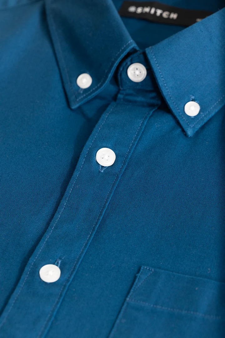 Blue Solid Oxford Shirt