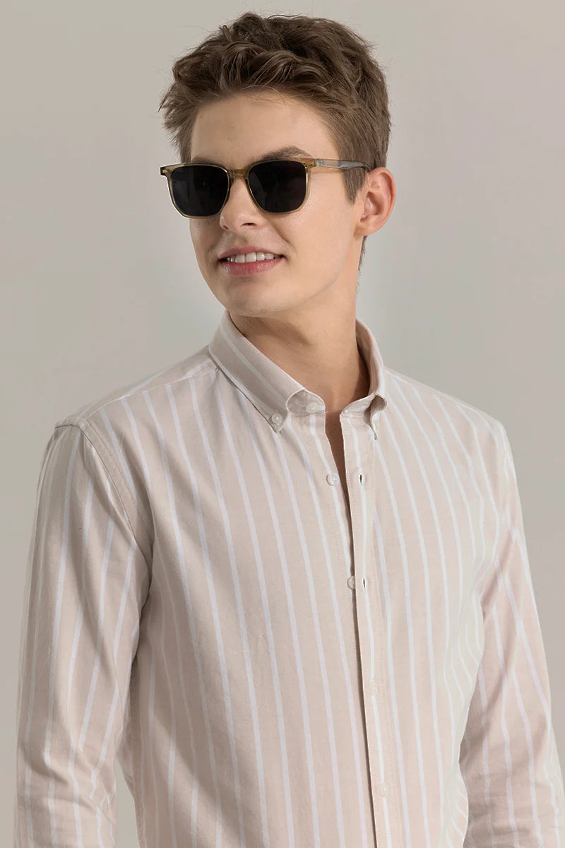 Buy Men's Bodil Beige Striped Shirt Online | Snitch – SNITCH