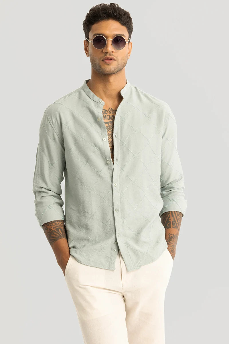 Giovanni Mint Embroidered Shirt