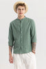 Linen Elegance Green Plain Shirts