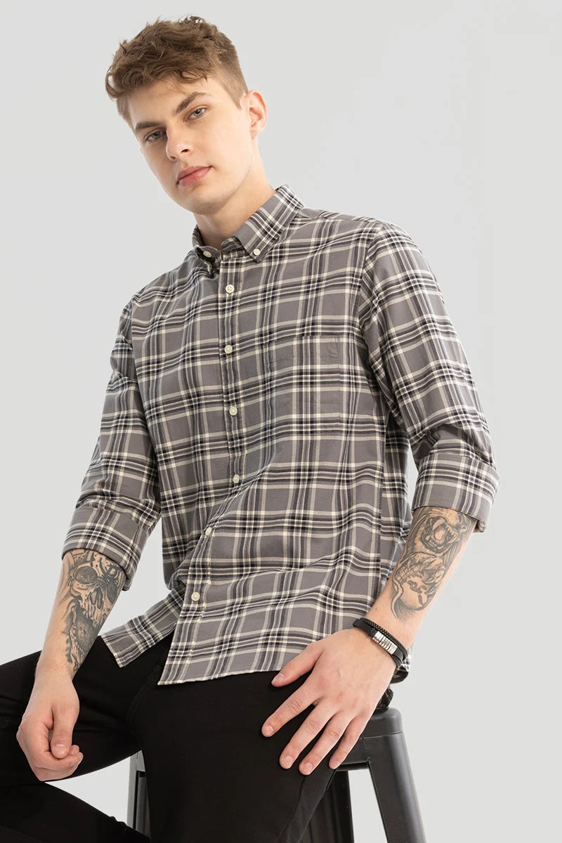 Grey Checks Oxford Shirt