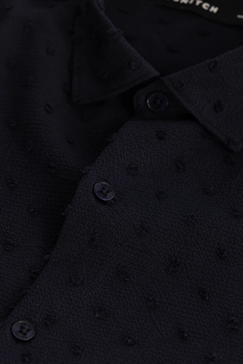 Navy Textured Slim Fit Shirt