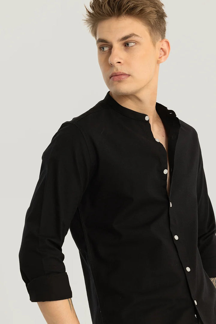 Zelie Black Plain Stretch Shirt