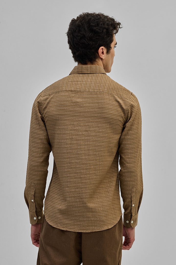 Tan Stripes Slim Fit Shirt