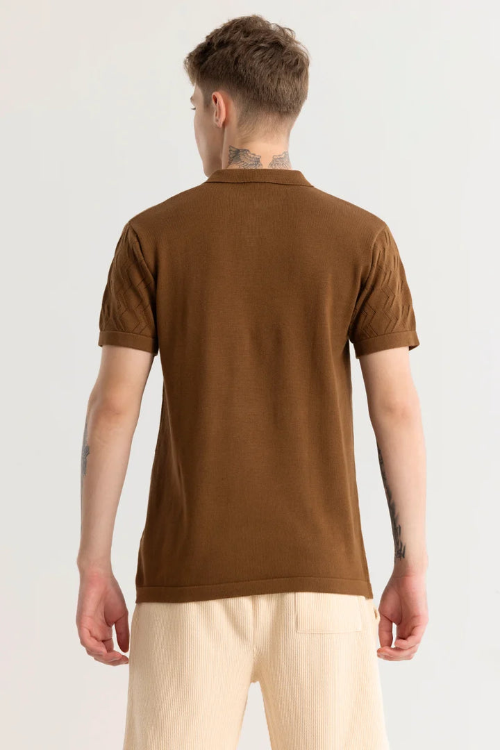 Baldassare Brown Knitted Polo T-Shirt