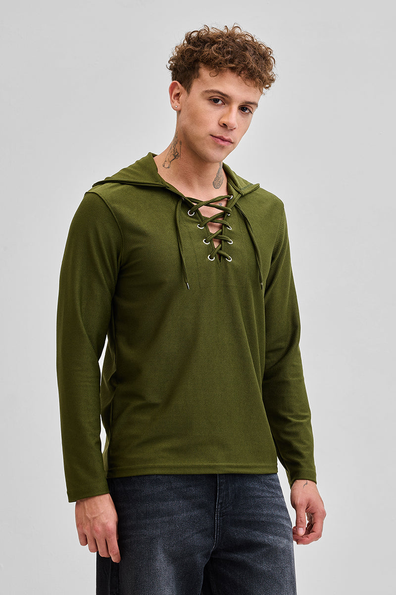 Lace up sleeve hoodie online