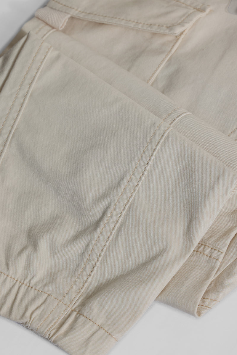 Cream Slim Fit Cargo Pants