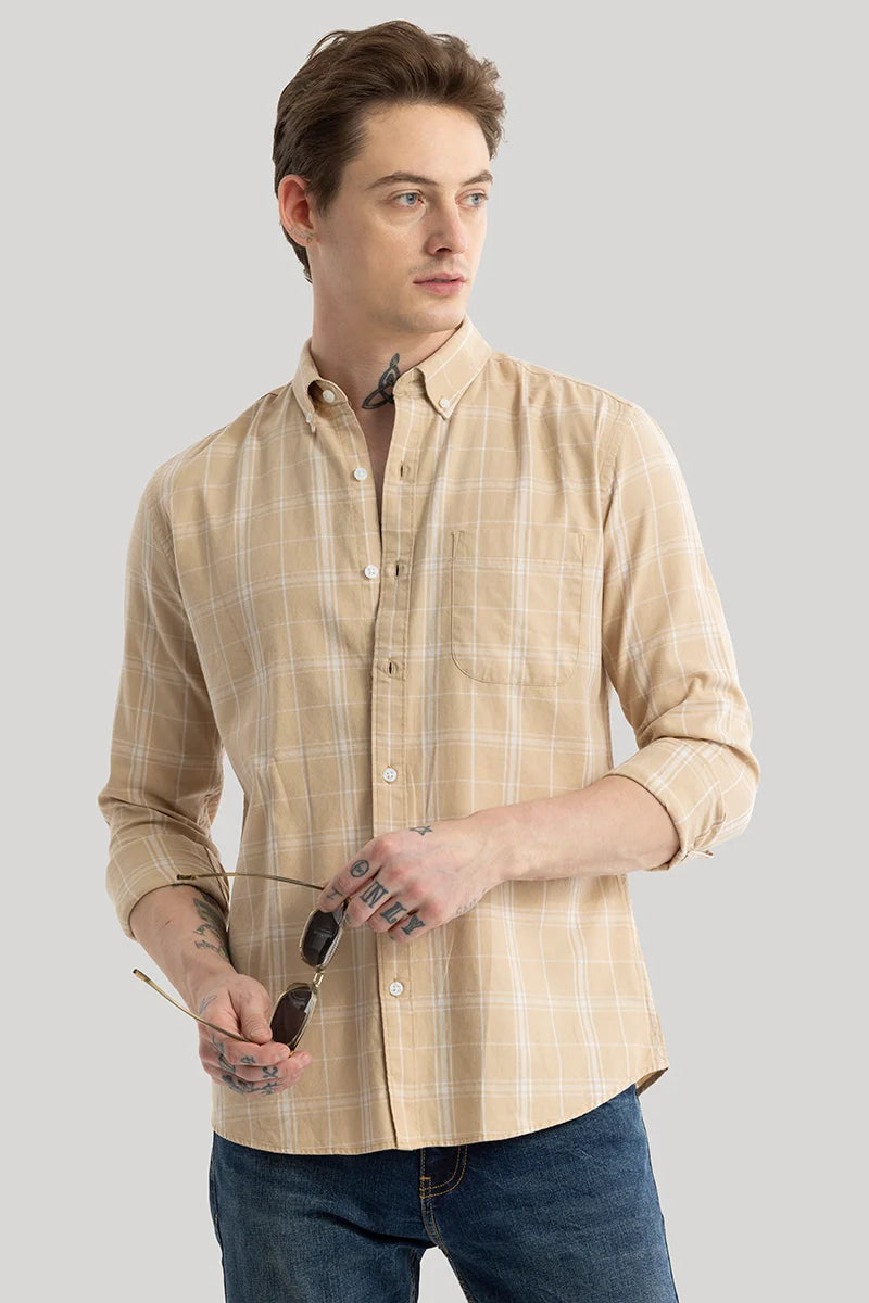 Enzo Beige Checks Shirt