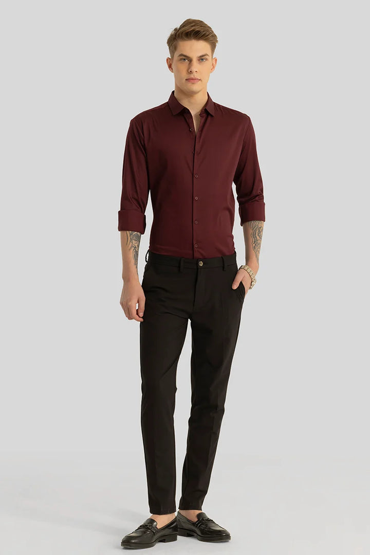 Etnni Maroon Plain Stitchless Shirt